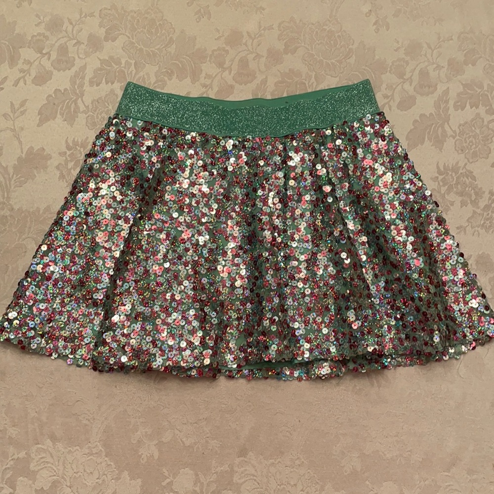 Justice Sequins Skirt Teal shorts attached size 12